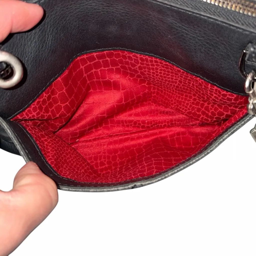 Hammitt Black & Gunmetal Leather Nash Small Crossbody Purse Bag Shoulder Bag - Image 9