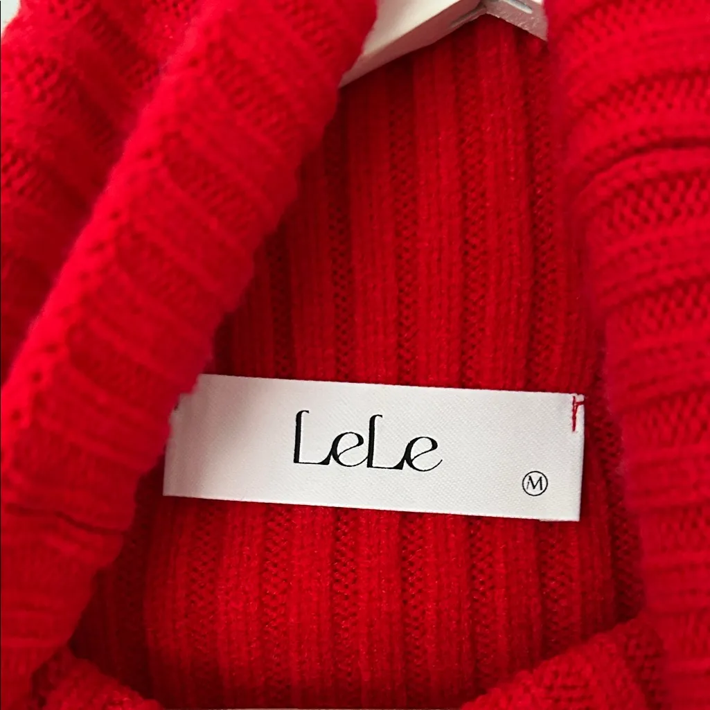 Red Cropped Turtleneck Sweater Size M - Image 3