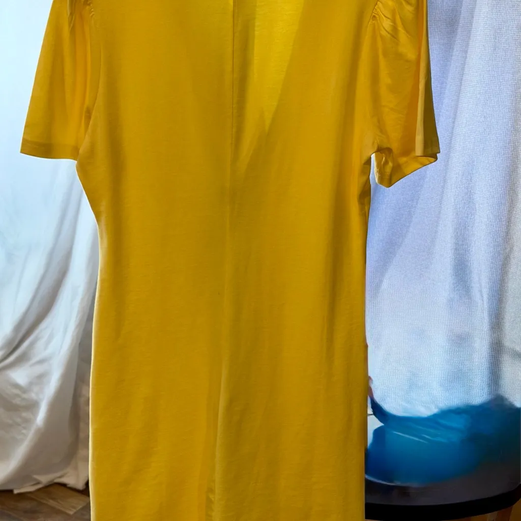 Boston Proper Light Yellow Short Sleeve V-Neck Midi Dress 100% Cotton Sz S NEW - Image 8