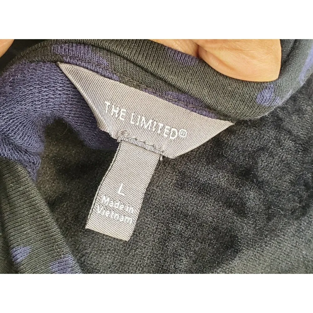 Limited Women's Black & Blue Cotton Round Neck Short Sleeve Knee Length Dress L - Image 8