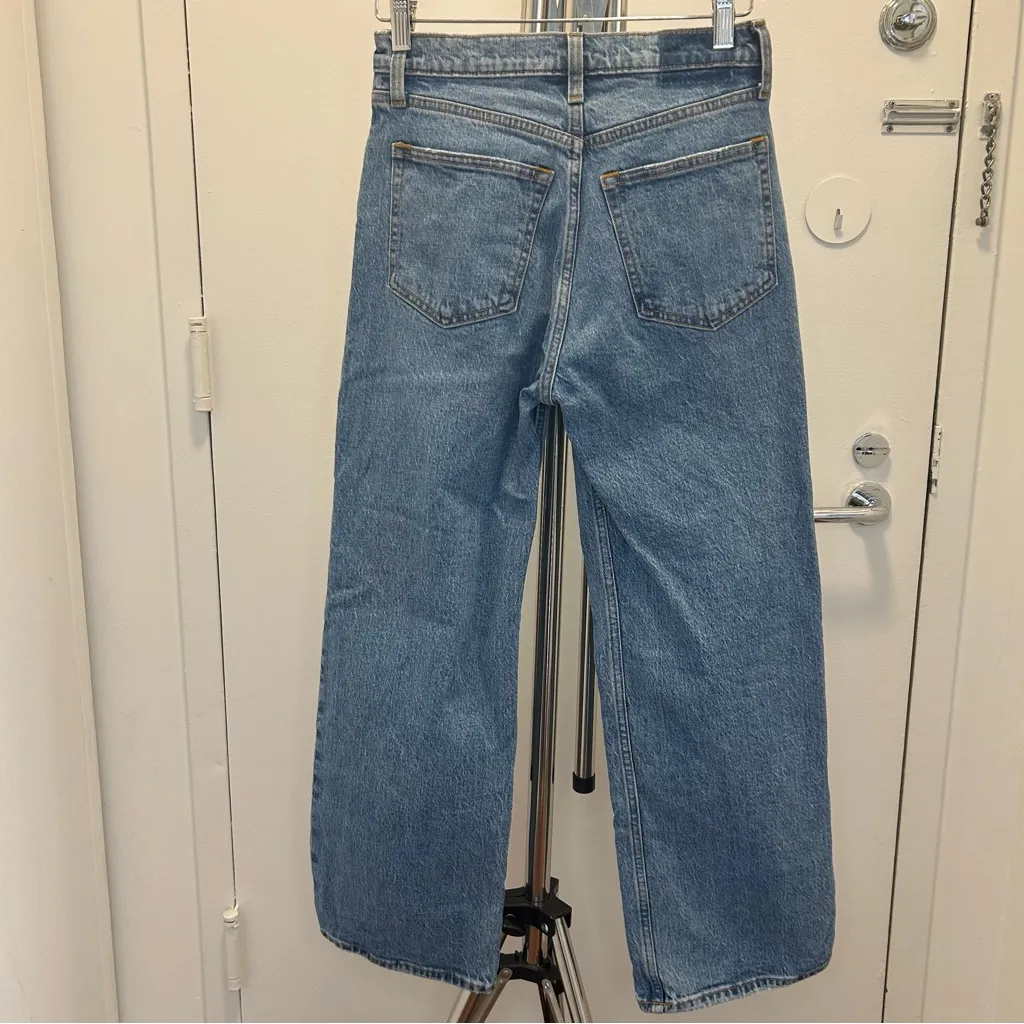 Abercrombie & Fitch Petite High Rise Loose Jean in Medium Wash with Distressing - Image 3