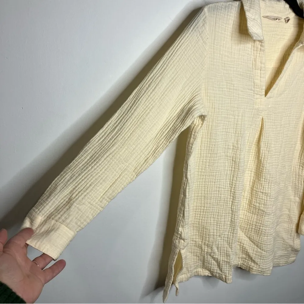 Soft‎ surroundings cream muslin gauze tunic size small - Image 2