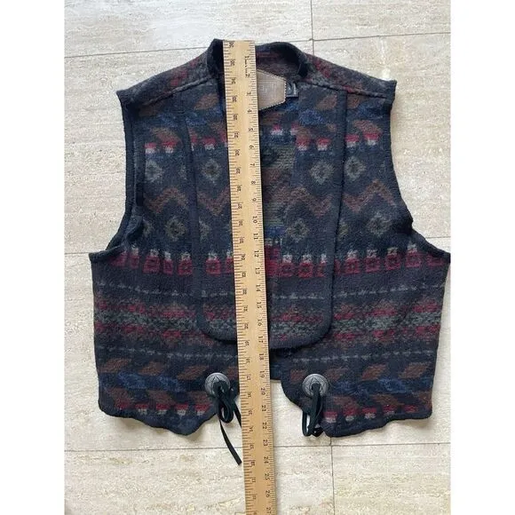 VTG 90s Woolrich Vest Wool Blend‎  Southwestern Blanket Aztec Pattern Med USA L - Image 4