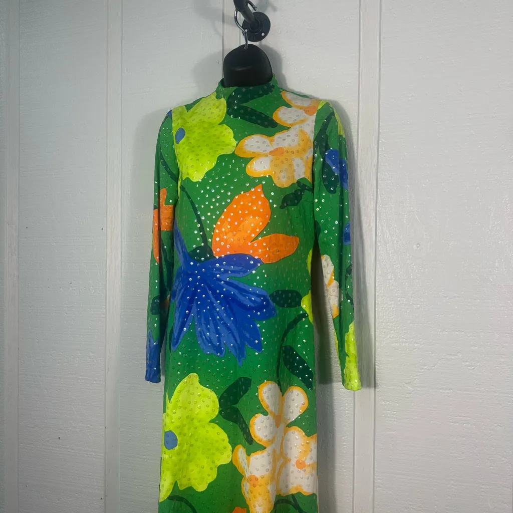 Anne Fogarty Vintage 1960s/1970s Green Dress No SZ EUC - Image 5