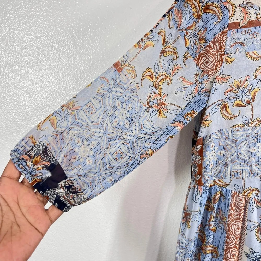 Kate and Lily Maxi Chiffon Dress Patchwork Print Sheer Casual Shirt Dress Size 4 - Image 8