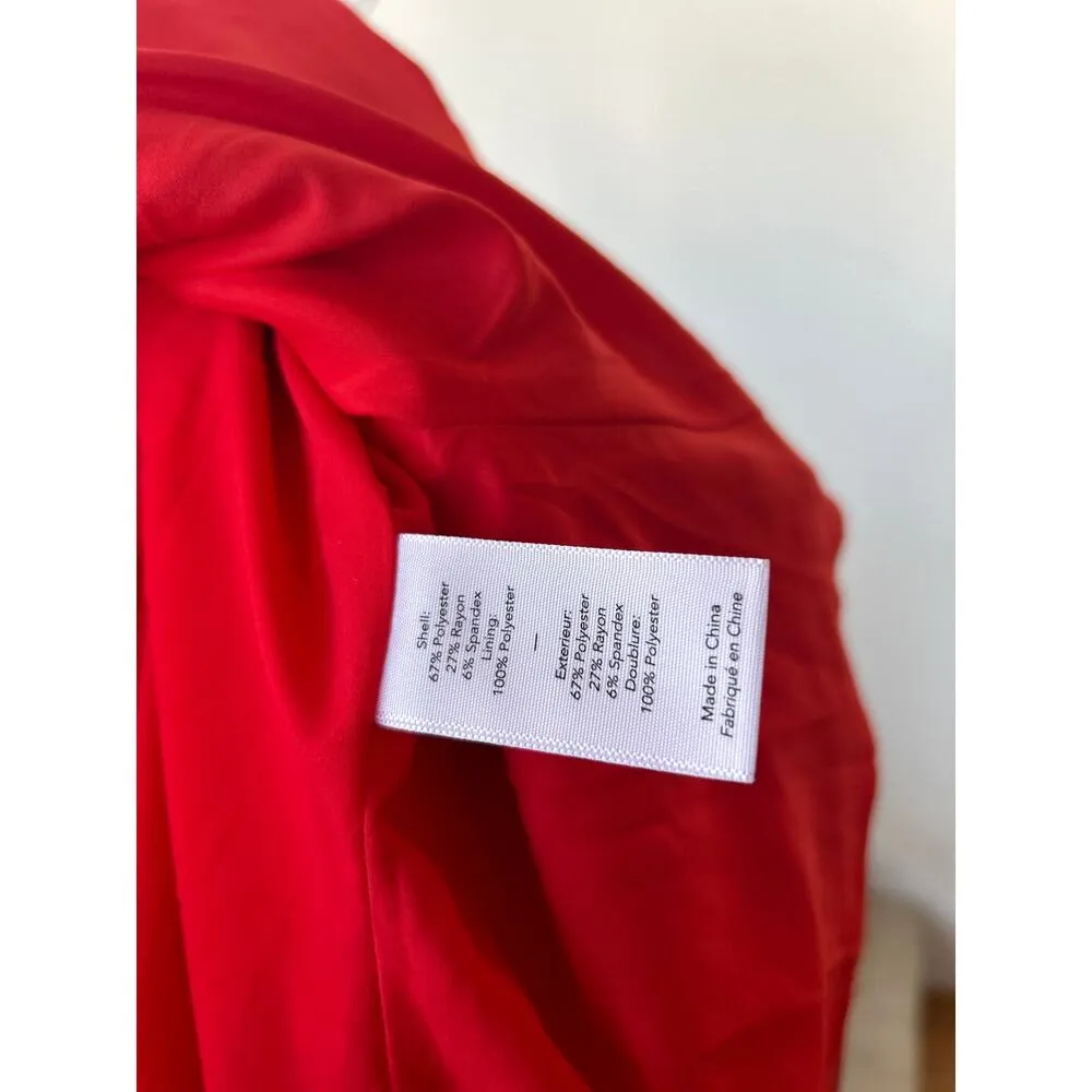 Likely Classic Red Twist Halter Neck Flutter Hem Mini Sheath Dress - Image 7