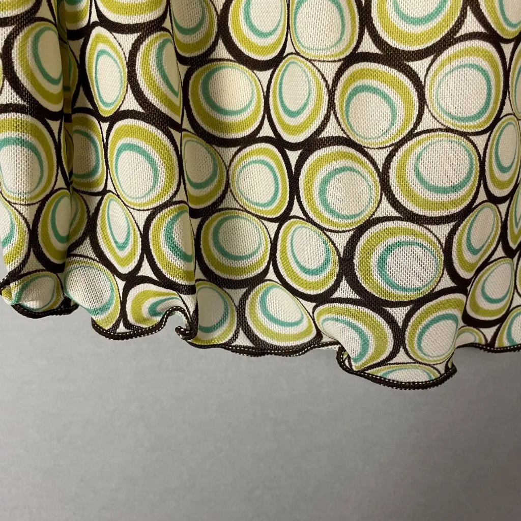 NWT Max‎ Studio Top Size Small Geometric Circle Pattern Shirred Bust Green Brown - Image 6