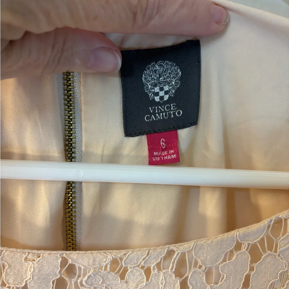 Vince Camuto 3/4 Length Sleeve Lace Dress Sz 6 Shirttail Hem Shift Dress… - Image 4