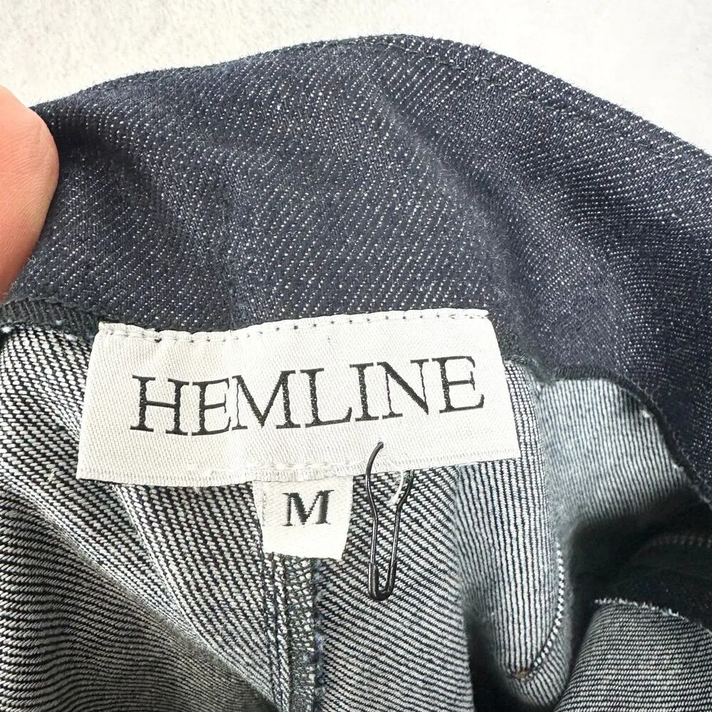 Hemline Brigitte Denim Pants Size Medium Wide Leg Dark Wash Cuffed NEW High Rise - Image 8