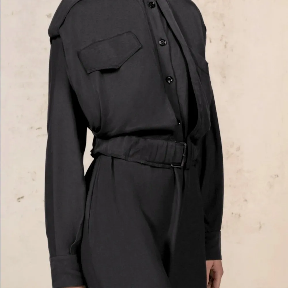 Zara SRPLS Surplus Military MIDI Long Sleeve Belted Dress Black Size S New - Image 4