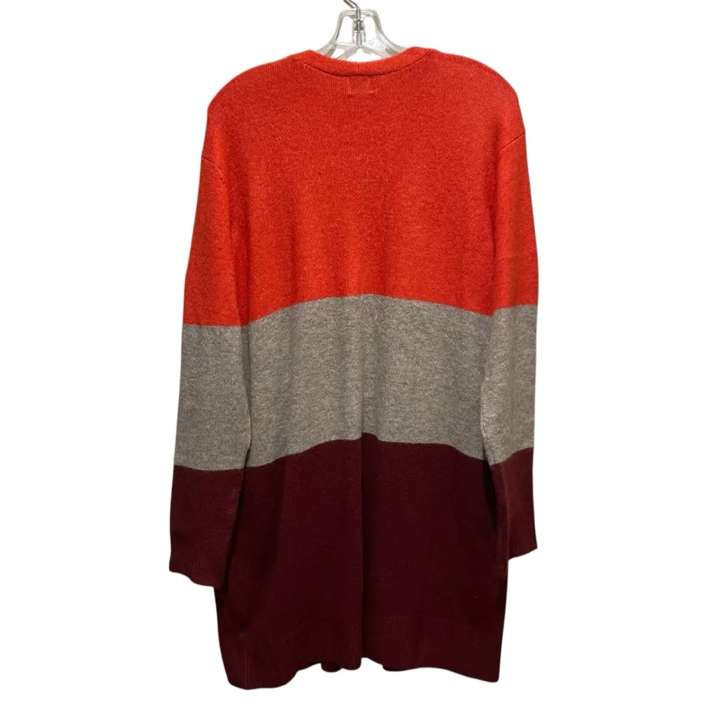 A New Day Colorblock Open Front Cardigan Red Gray Burgundy Women’s Size Medium - Image 6