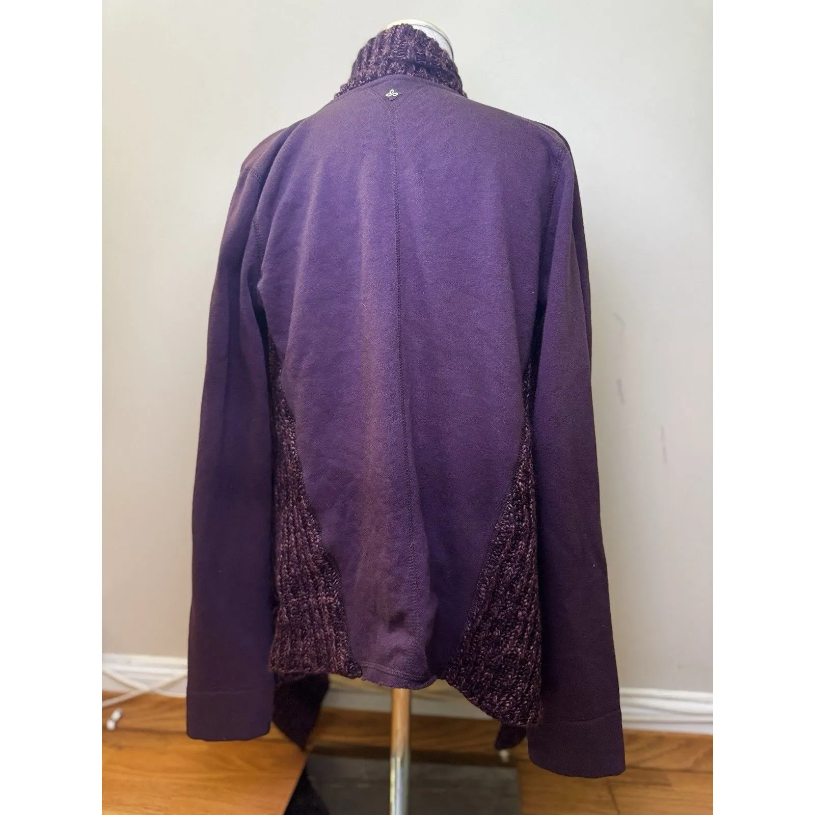 PrAna Women's Demure Open Long Sleeve Cardigan Wool Blend Eggplant Purple Size S - Image 3