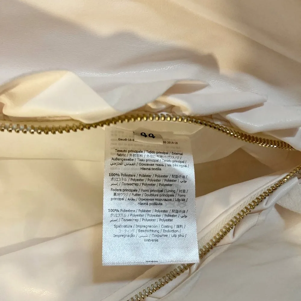 NEW Gaudi women's size 44 IT light rose zip up ruffle faux leather jacket NWD Pink Size M - Image 7