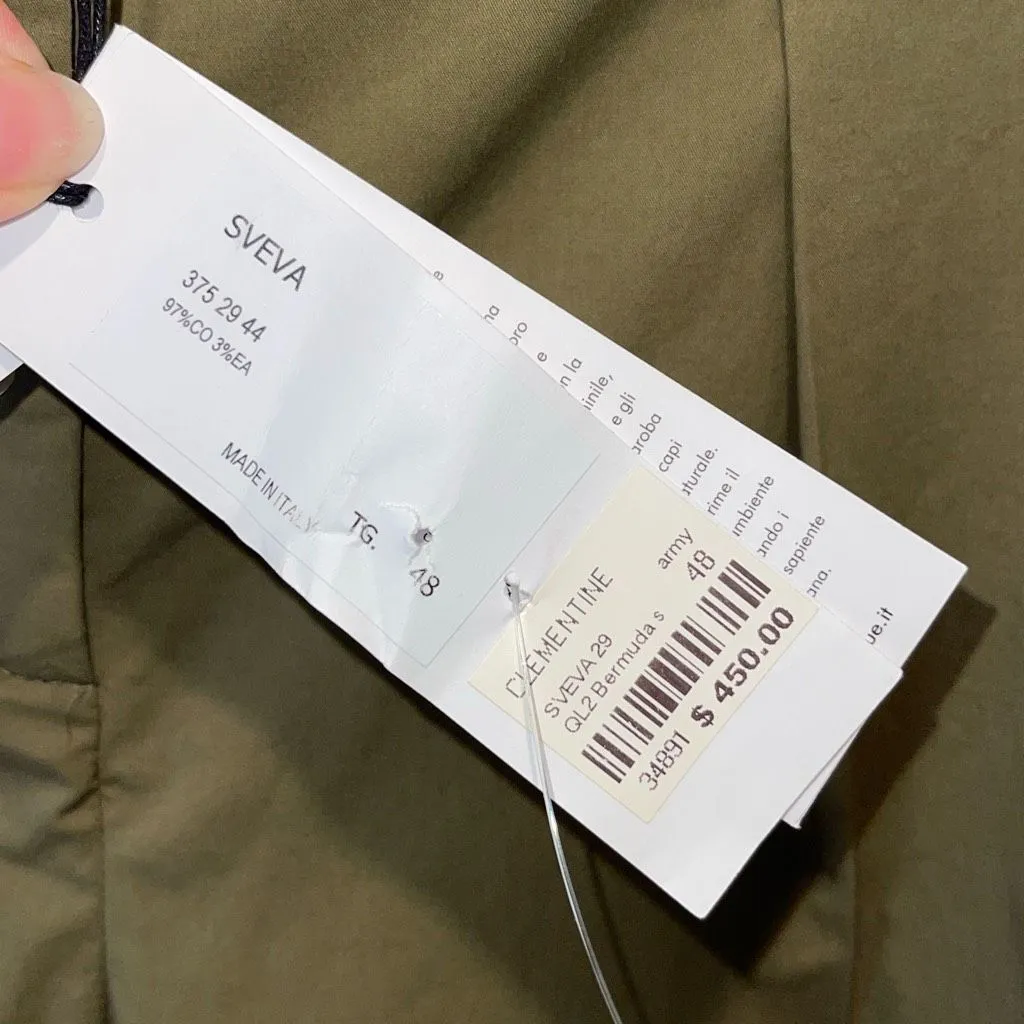 QL2 Women’s Bermuda Shorts Clementine Sveva 29 Army NWT Italy Size‎ 48 US 12 Brown - Image 4