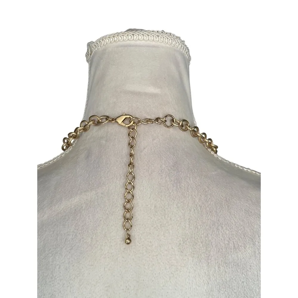 Multicolor Layered Beaded Statement Necklace With Gold - Image 2