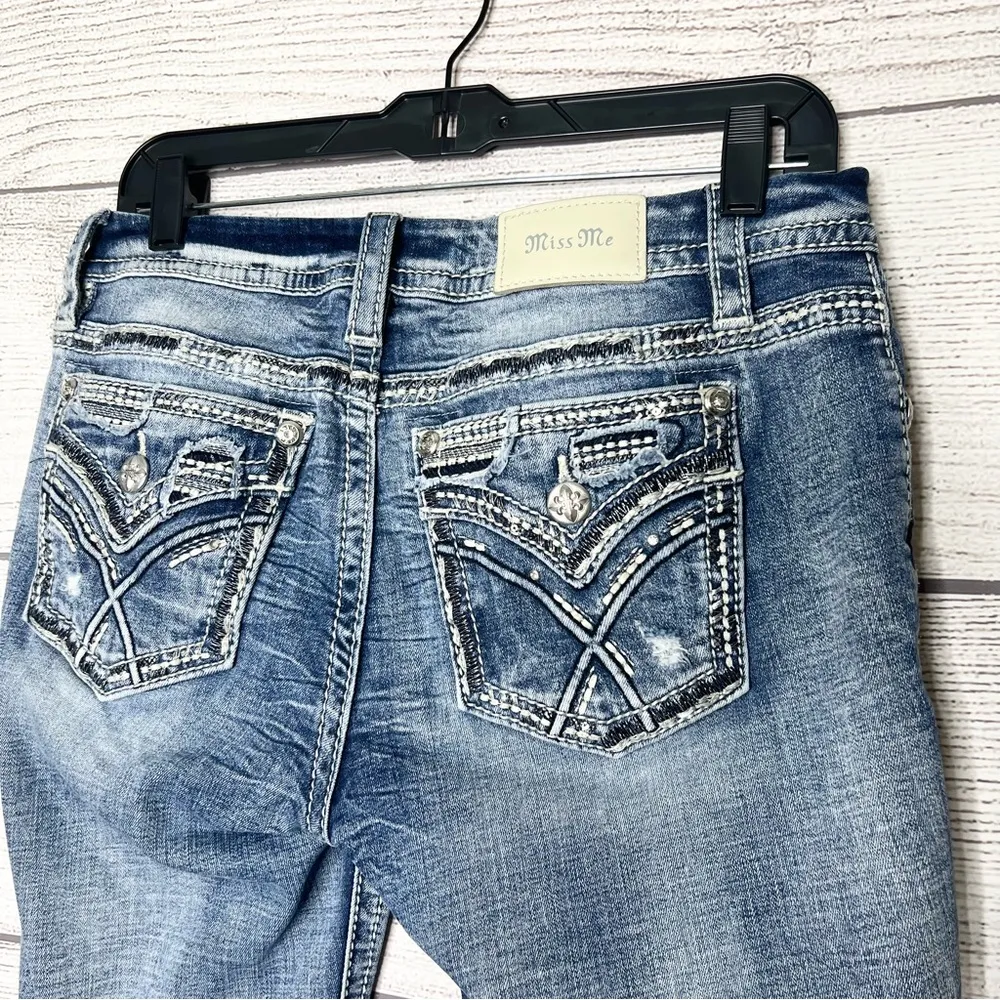 Miss Me Embellished Embroidered Low Rise Bootcut Jeans Size 28 - Image 10