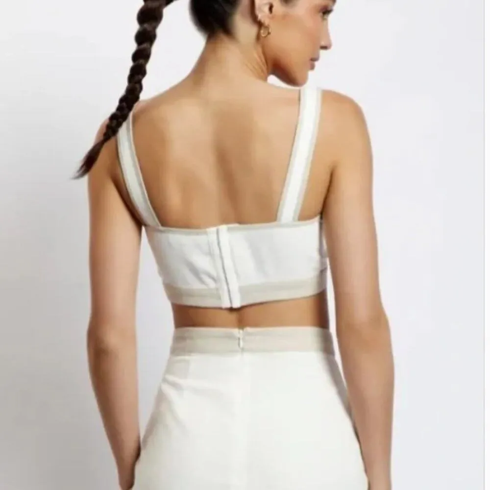 MESHKI Zinnia Linen Crop Top Bralette MINIMALIST RESORT XXS - Image 7