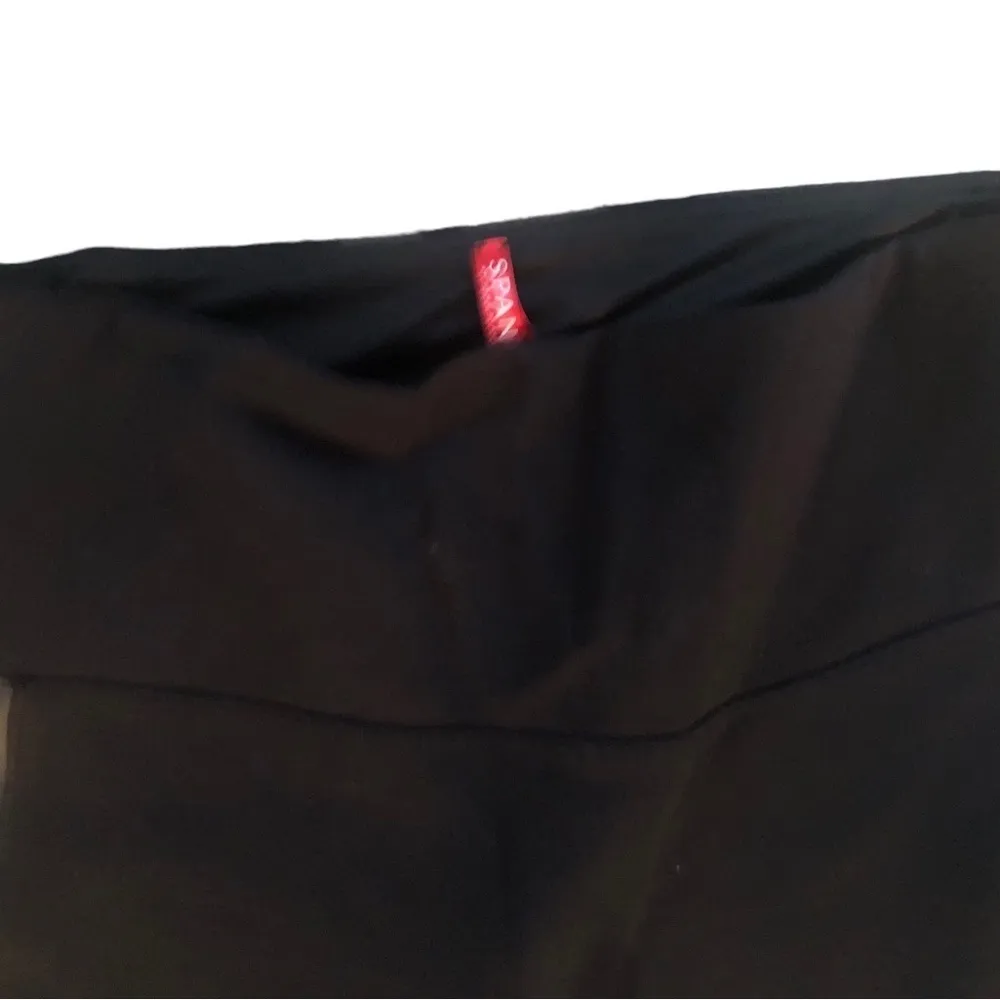 Spanx Faux Leather Panel Legging Sz. L Black Ponte Pant Casual Stretch Winter - Image 4