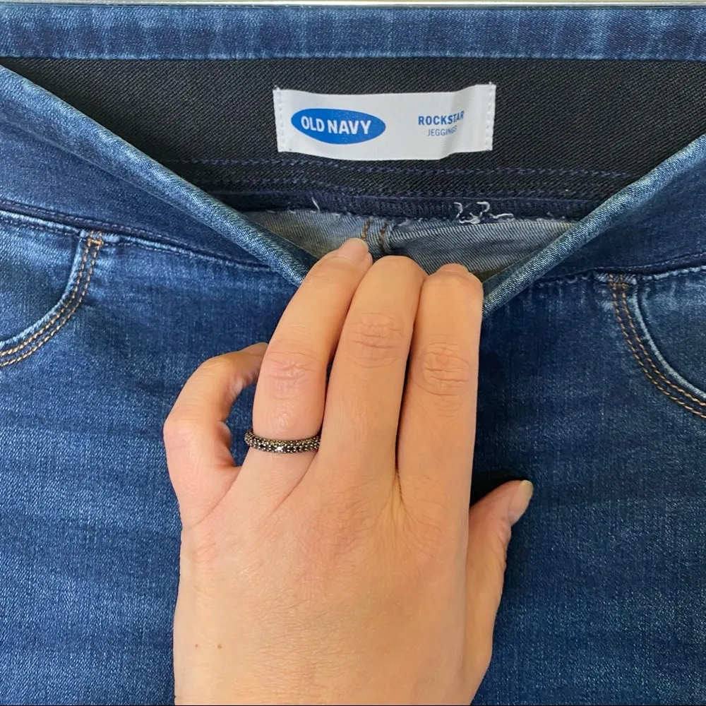 Old Navy Distressed Blue Denim Rockstar Jeggings Size 6 Tall 🆕 - Image 12