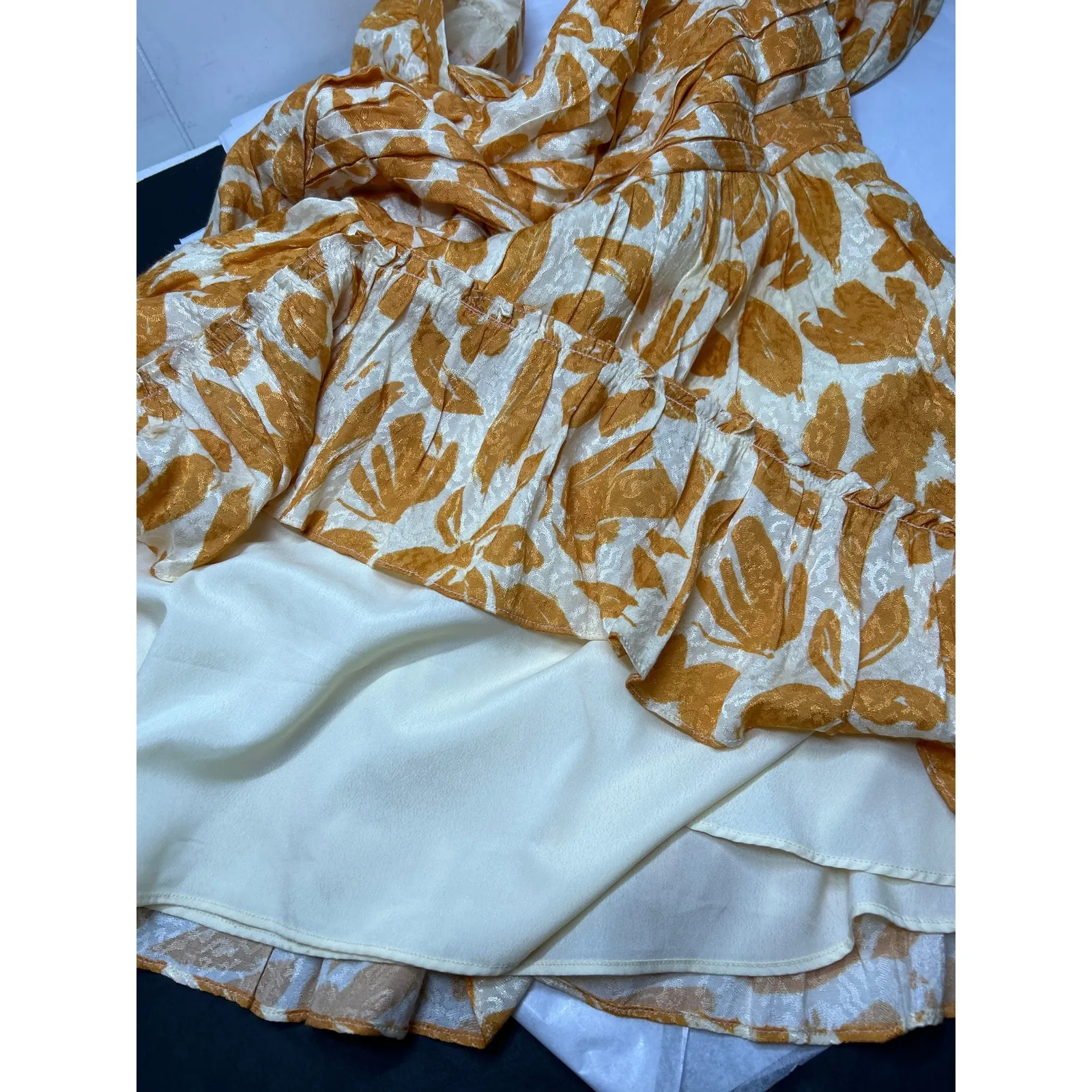 SAYLOR The Fritz Long Sleeve mini dress in White and Orange. Size M. - Image 9