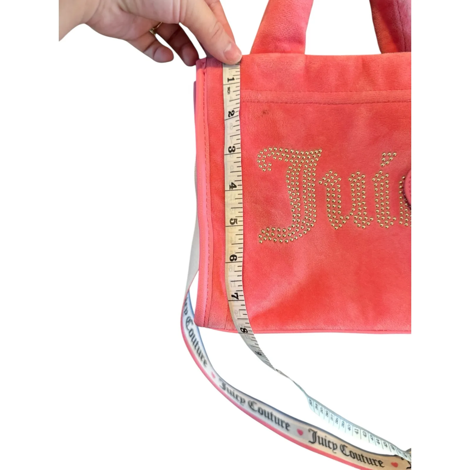 Juicy Couture Pink Velour Tote Crossbody Logo Bag Y2K - Image 15