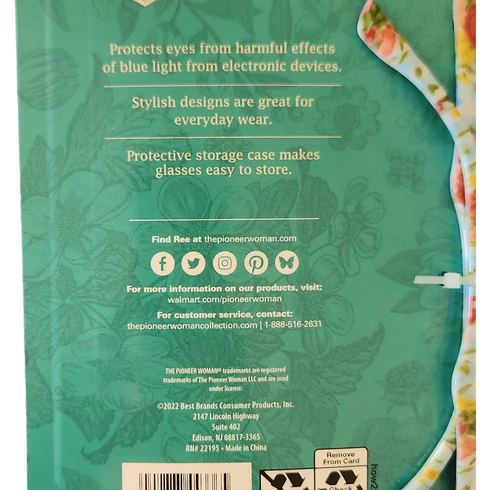 The Pioneer Woman Blue Light Screen Protection Glasses with Case Sweet Rose New - Image 4