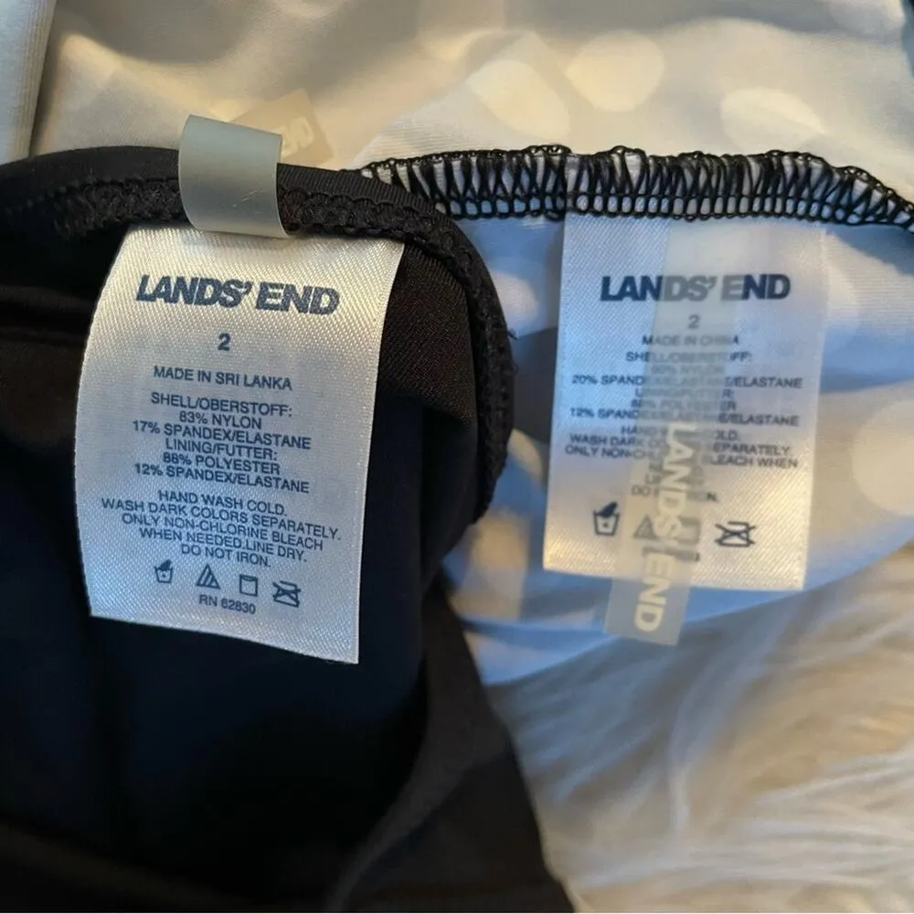 Lands End Cap Sleeve Surplice Tankini Swimsuit Black White Dots Preppy womens 2 - Image 9