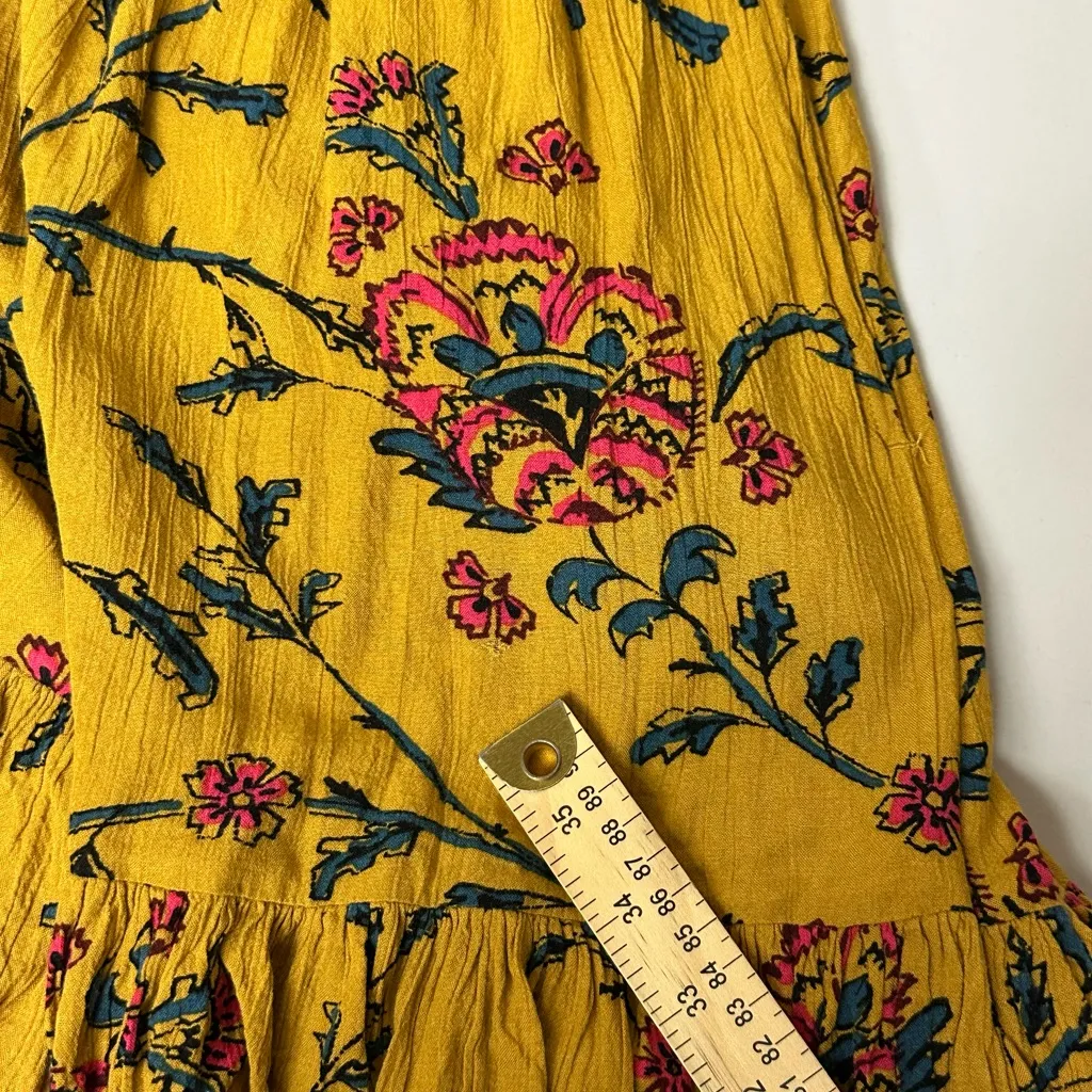 Knox Rose Women’s Classic Yellow Floral Printed Smocked Dress Pockets Size Large - Image 10