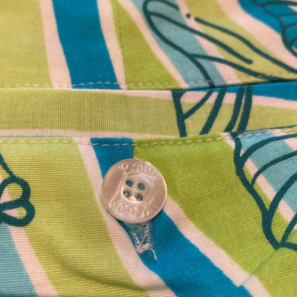 Lilly Pulitzer Vtg Fish Print Crop Pant Womens Size 10 Green Blue Funky Retro - Image 8