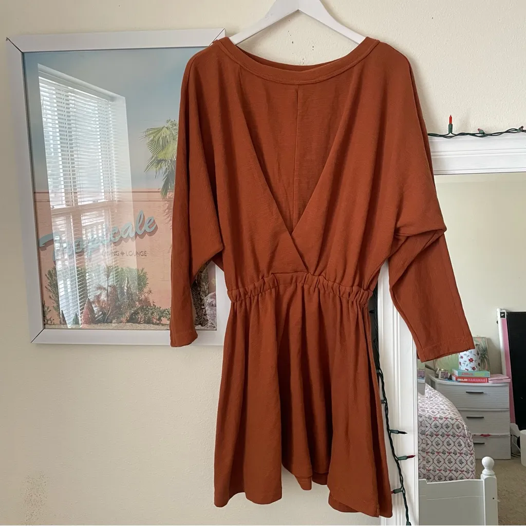 Free People Beach Santa Maria Mini Dress in Spiced Brown - Image 2