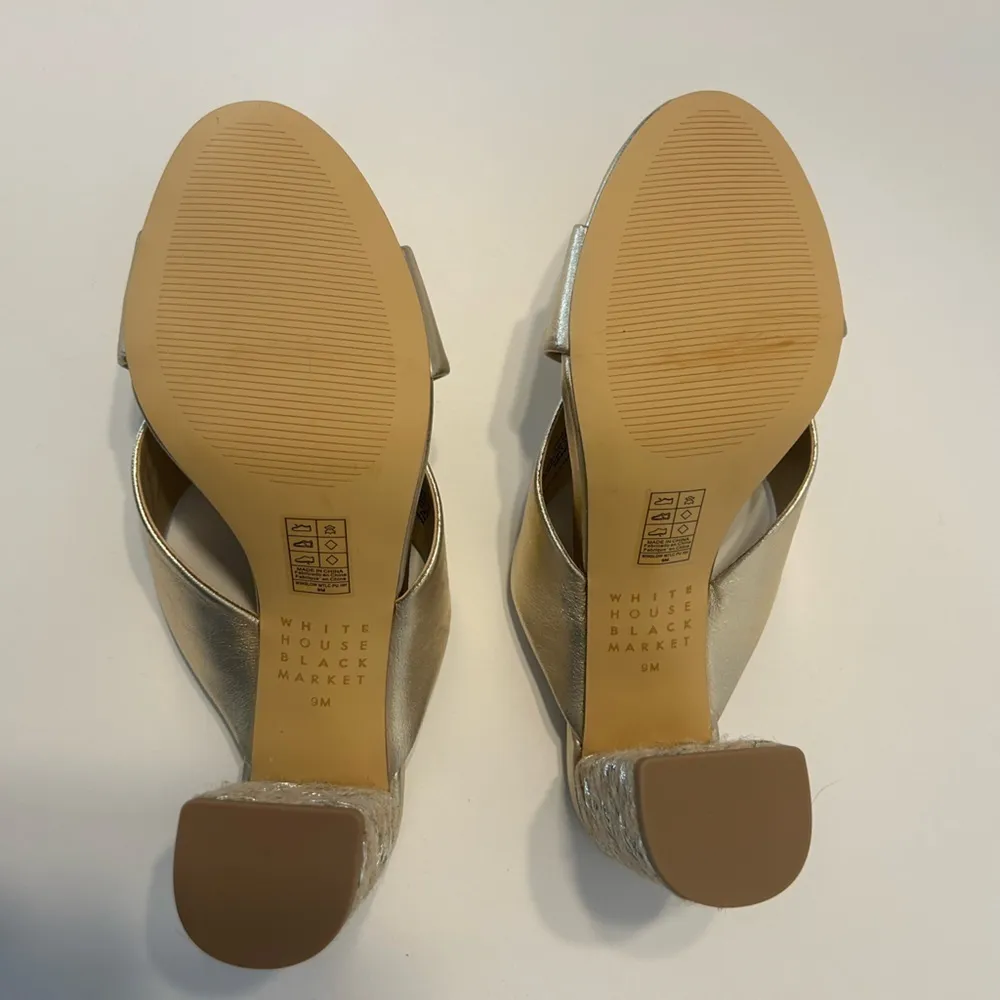 WHITE HOUSE BLACK MARKET WHBM Metallic Espadrille Heels- Champagne Gold Size 9 - Image 15