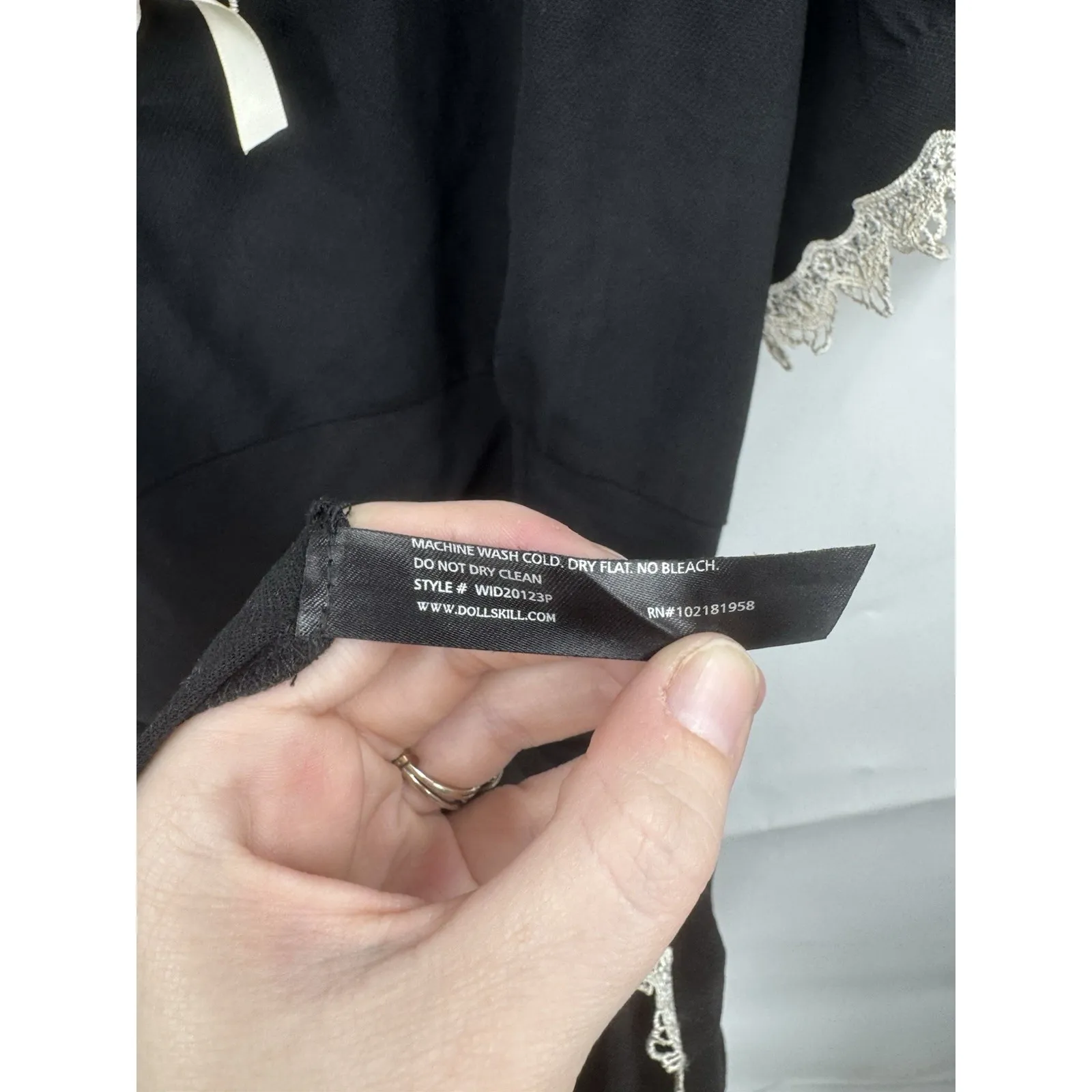 Widow Dollskill Porcelain Gaze Dark Coquette Mini Dress Sz 1X Black Dark Cottage - Image 6