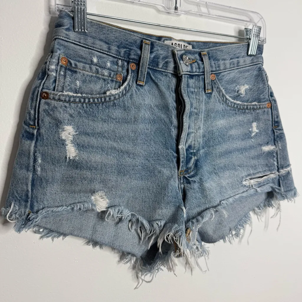 Agolde Parker Vintage Cut Off Short in Swapmeet Blue‎ Wash Distressed Size 24 - Image 3