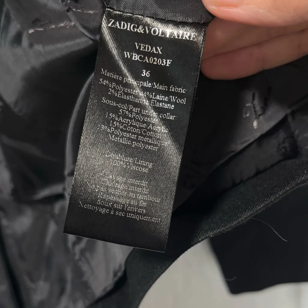 Zadig & Voltaire Bird Studded Back Black 2 Button Blazer Jacket size small - Image 5