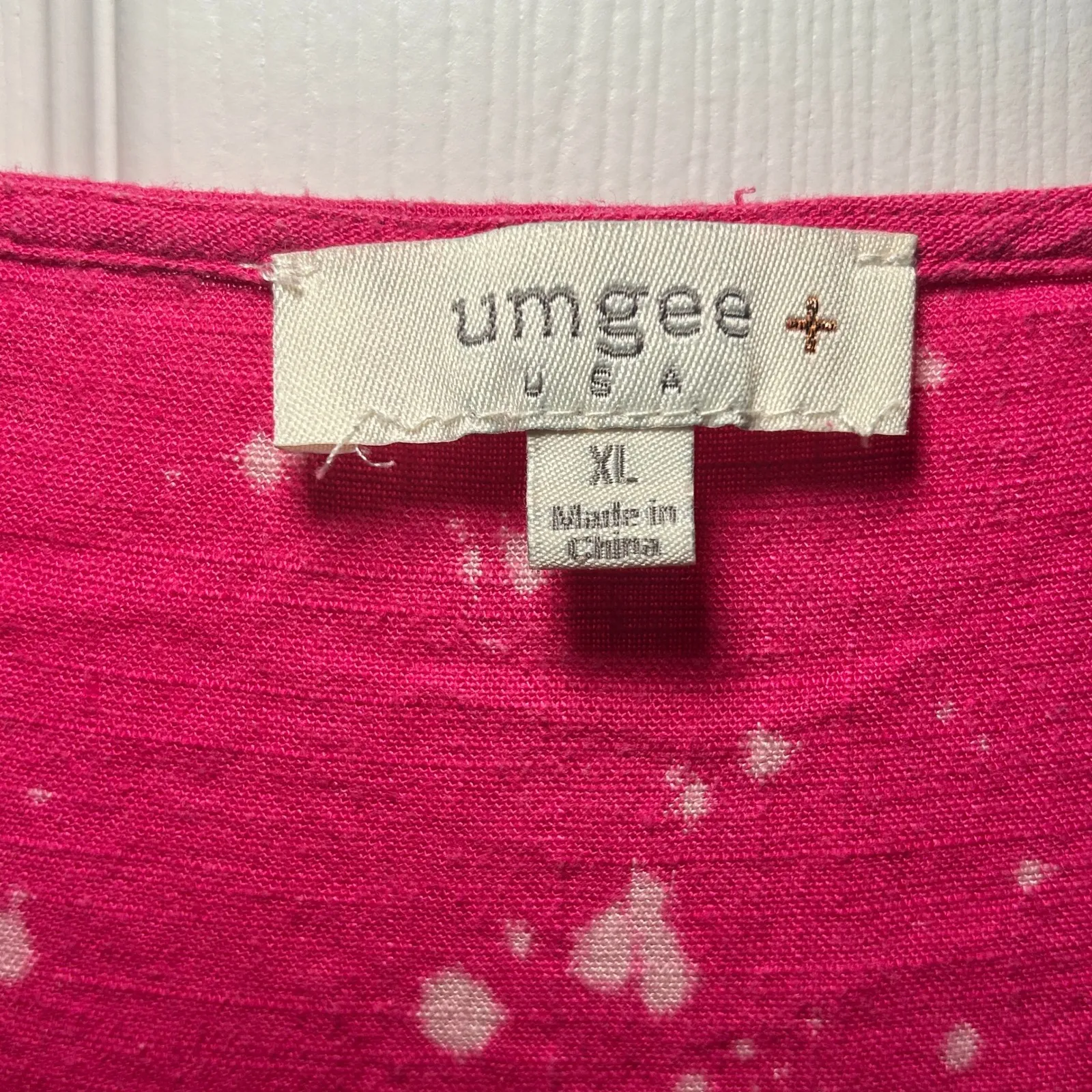 Umgee Plus Pink Bleach Tie Dye Frayed Hem Tunic Top / Swim Cover - Image 2