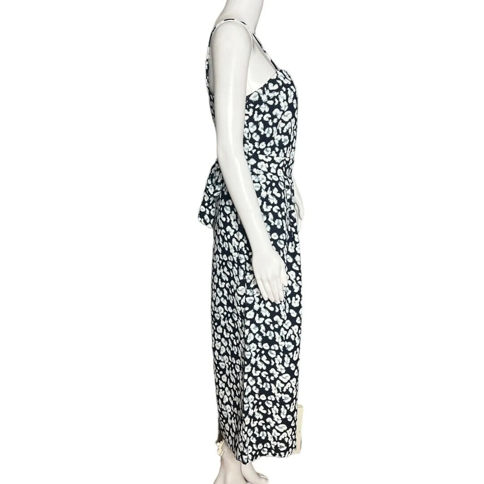 Banana Republic Jumpsuit Womens 2 Blue White Floral Flowers Wide Leg Square Neck - Image 2