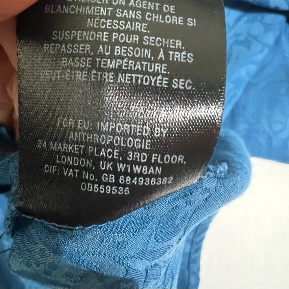 Anthropologie Holding Horses Blue Jacquard Cold-Shoulder Dress Size M - Image 6