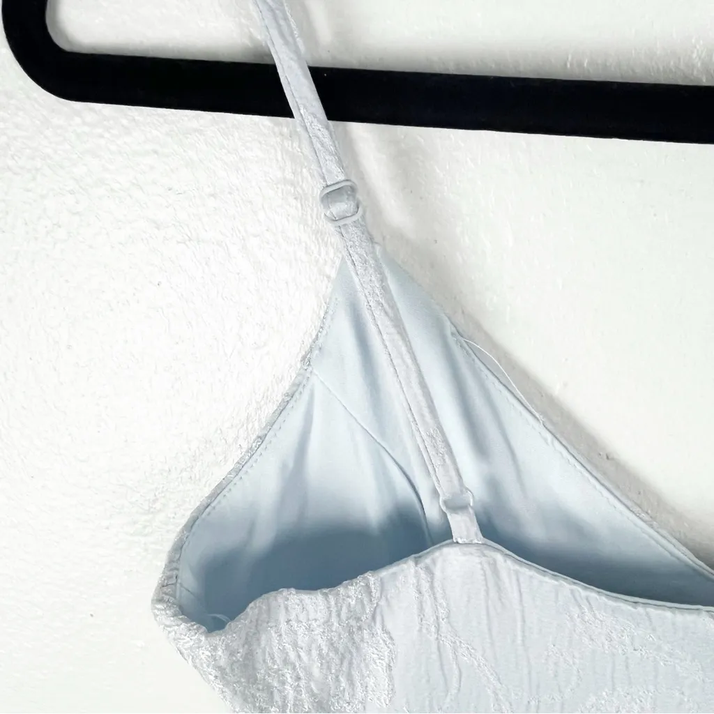 LULUS Truly Exquisite Light Blue Jacquard Tulip Spaghetti Strap Midi Dress Small - Image 10