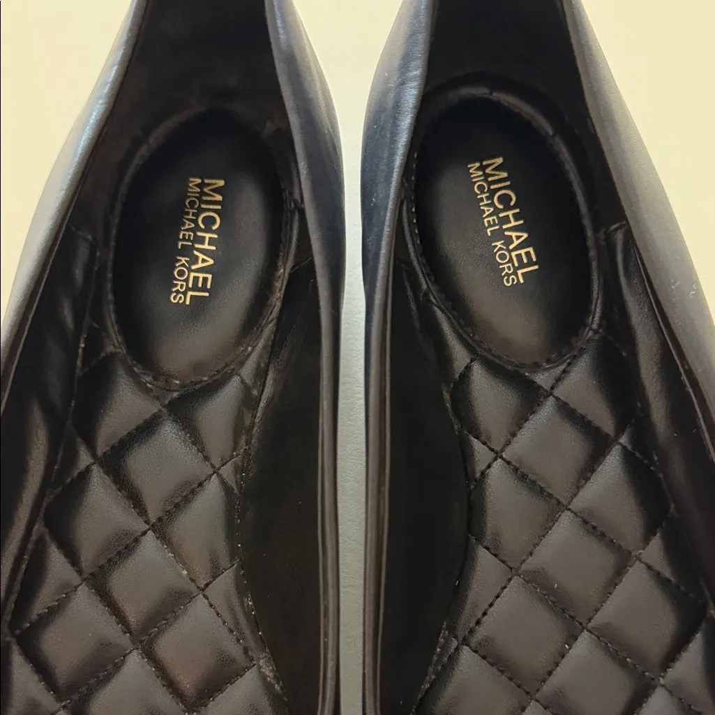 Michael Kors Black Flats with Gold Logo - Image 3
