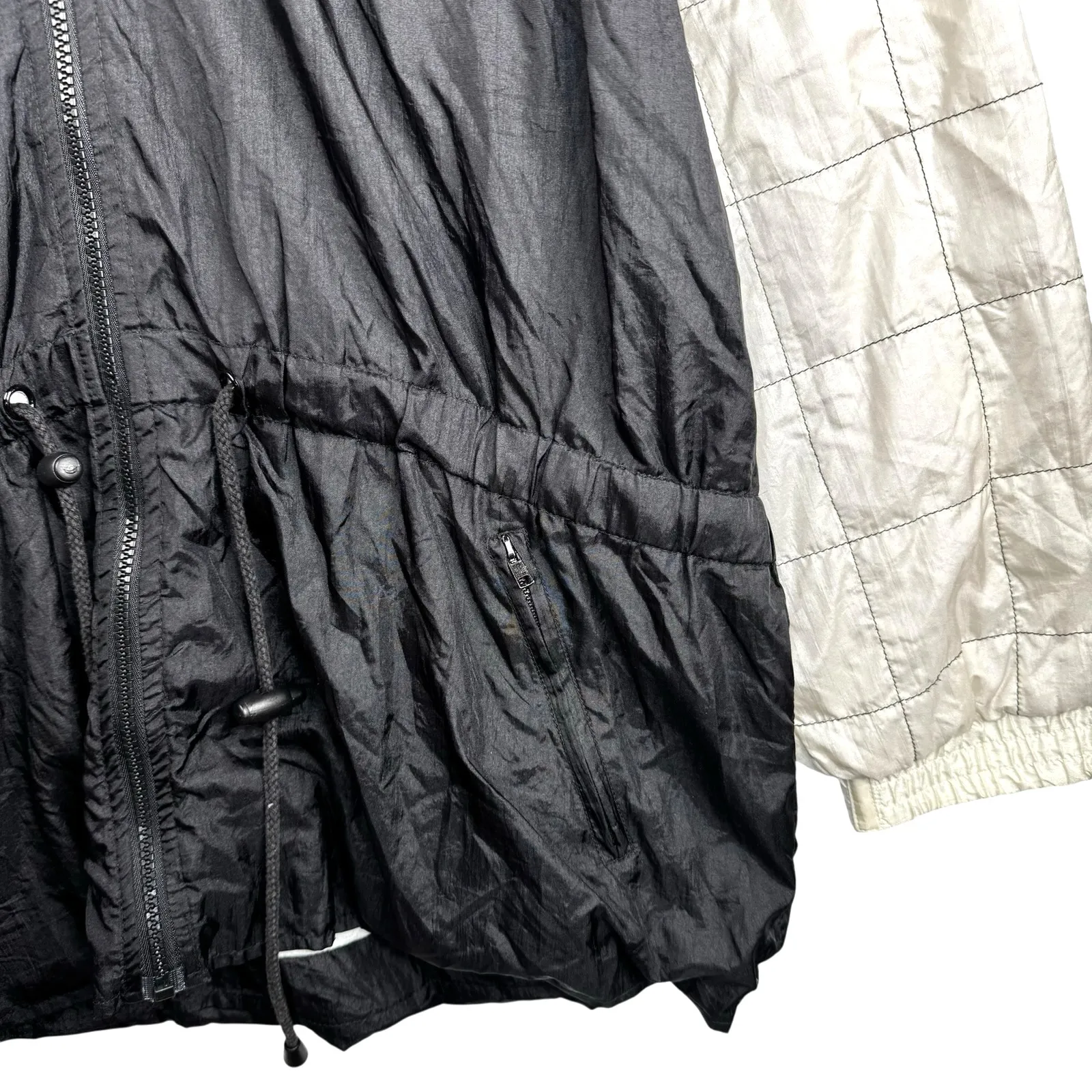 Vintage Lavon Nylon Windbreaker Jacket Womens XL Black White Houndstooth 90s - Image 5