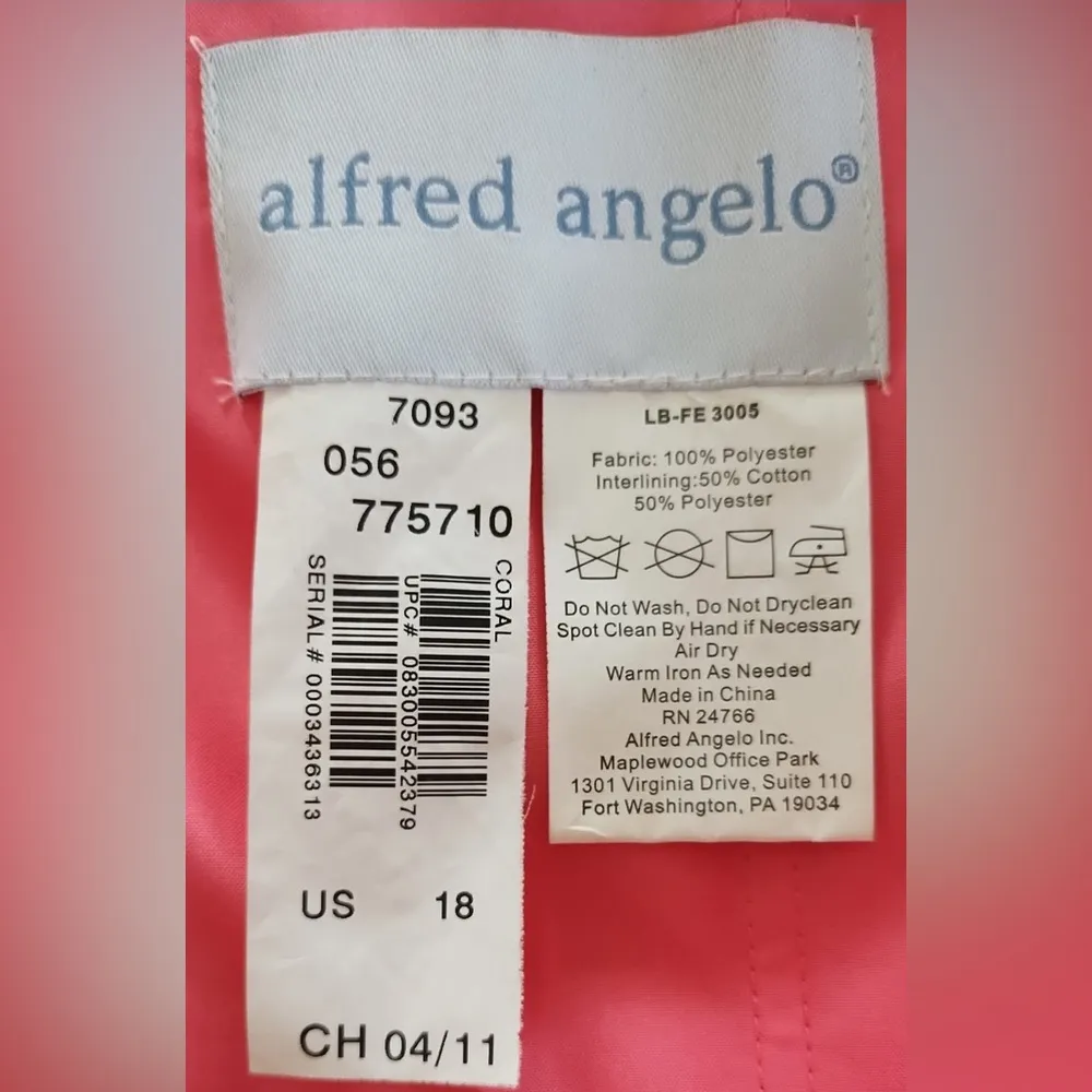 Formal/Bridesmaid strapless dress, Alfred Angelo , Coral, size 18 Women’s Dress - Image 12