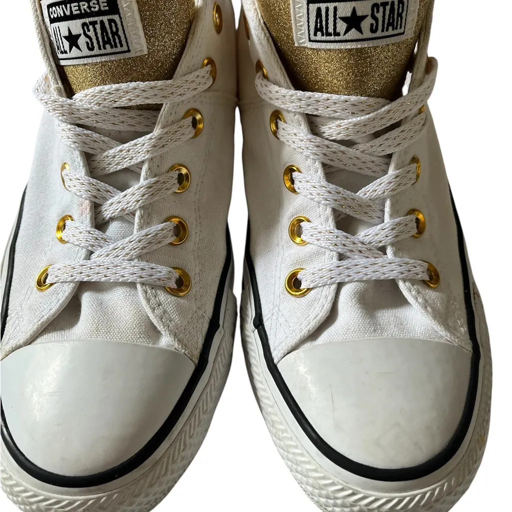 Converse Women's White Gold detail Glitter tongues & laces COMFORTABLE ONES - Image 3