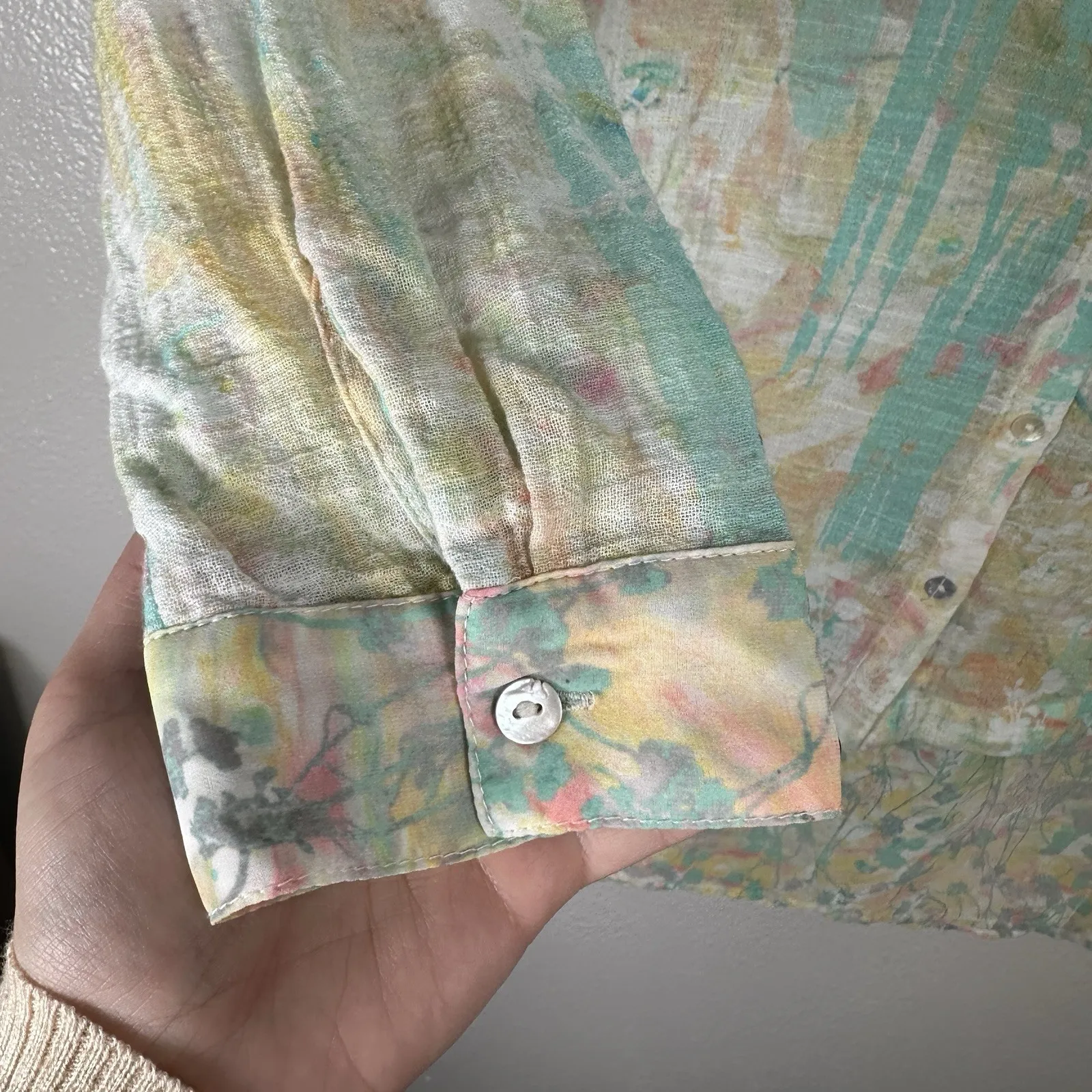 Soft Surroundings Womens XL Watercolor Ensconse Gauze Tunic Beachy Flowy Coastal - Image 3