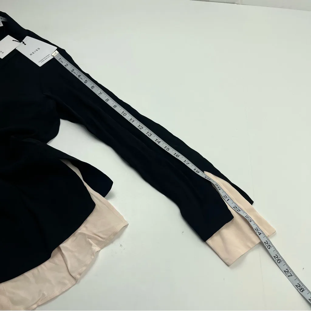 Reiss Nila Contrasting Button Through Shirt Top Black Nude Size 2 NEW *TINY FLAW - Image 13