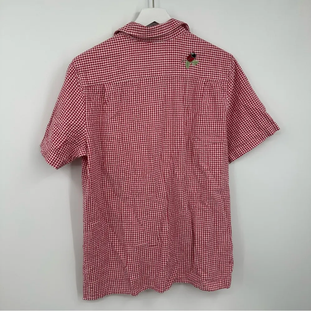 Vintage Y2K Ladybug Gingham Button Up Shirt Size Medium Fairycore Whimsical - Image 6