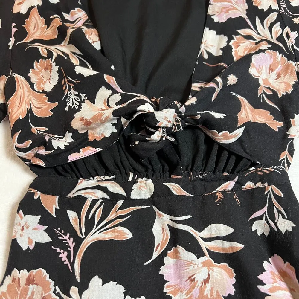 Amuse Society V-Neck Floral Cut Out Maxi Dress Size XS Vacation Party Summer - Image 8