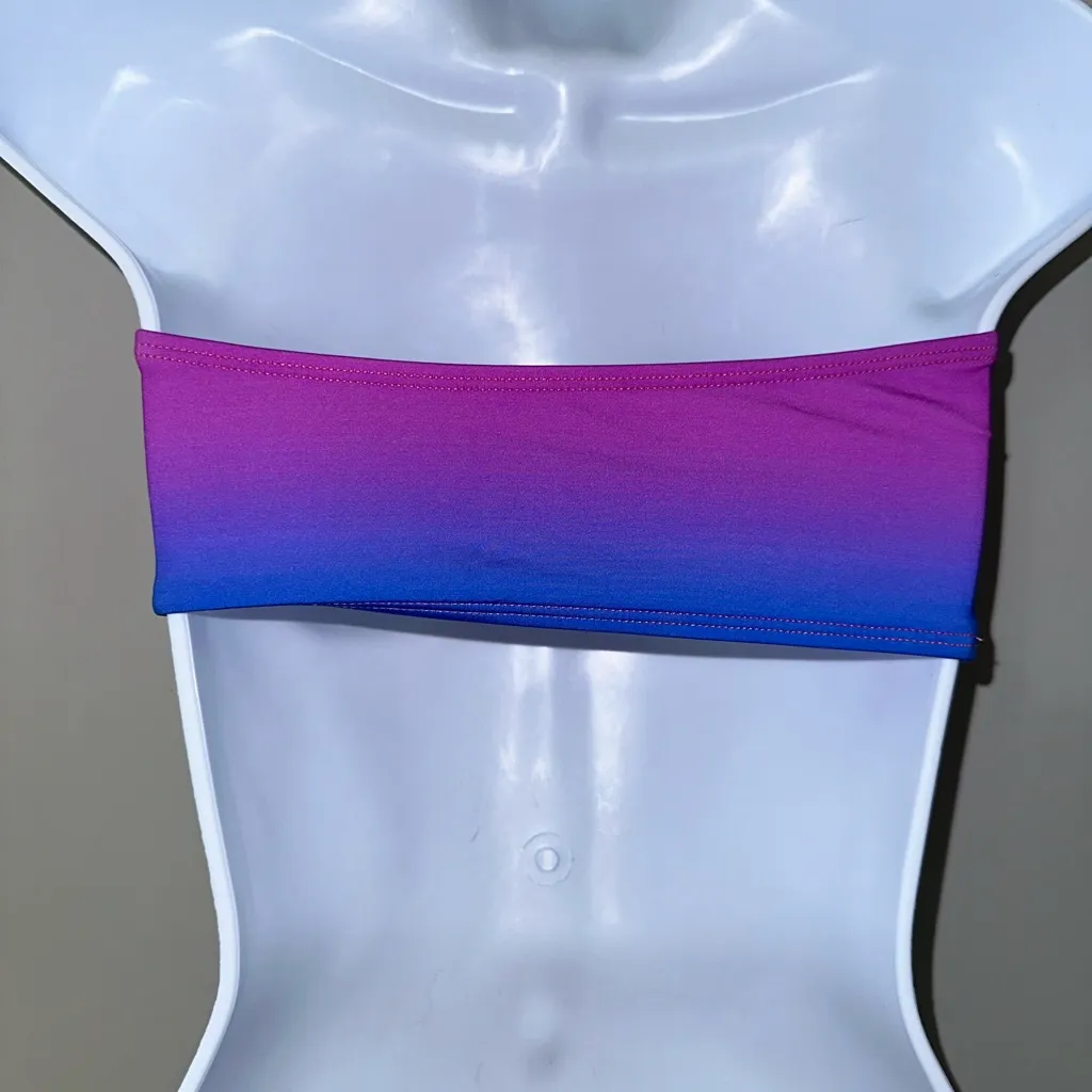 PilyQ Purple Ombré Bandeau‎ Bikini Top Optional Straps NWT Size S - Image 7