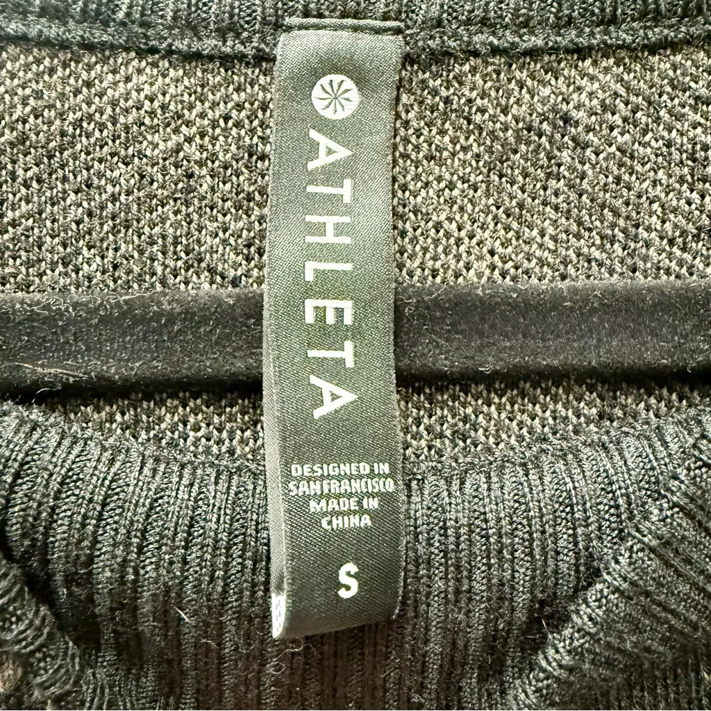 Athleta Jacquard Crew Sweater, Black Frosted Floral Charcoal Grey | Size Small - Image 7