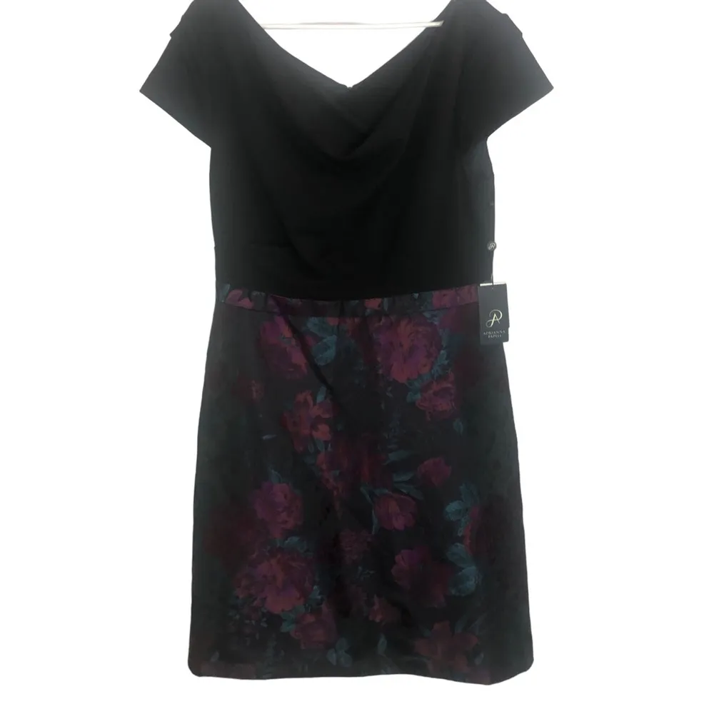 NWT ADRIANNA PAPELL Floral Jacquard Fit & Flare Short Cocktail Dress S6 - Image 4