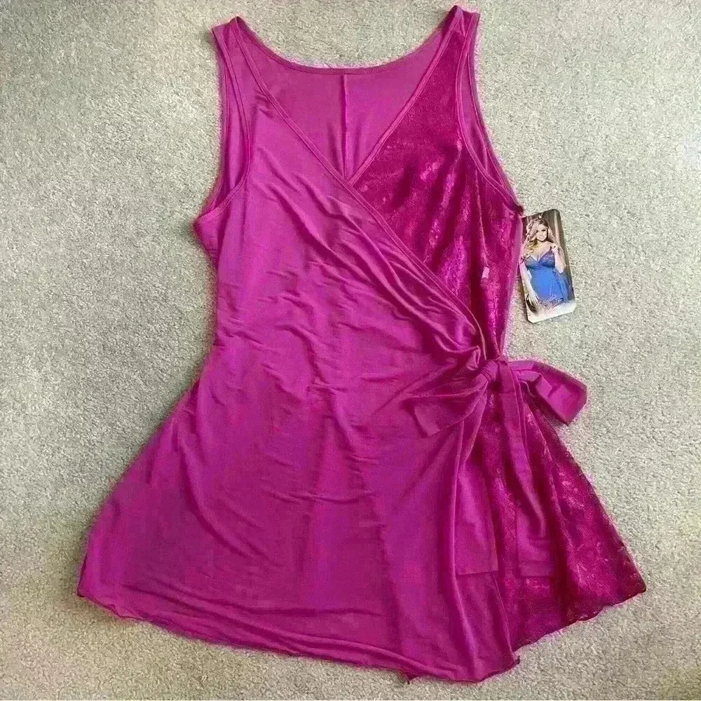 Shirley of Hollywood X25416 Chiffon & Lace Sleeveless Robe With G String… Pink Size 3X - Image 3